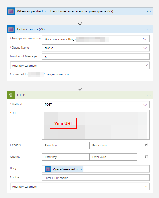 Azure LogicApp 從存盤佇列讀取訊息但不處理