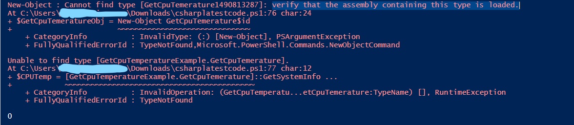 在 PowerShell 中執行 C# 代碼會導致錯誤 - 驗證是否加載了包含此型別的程式集
