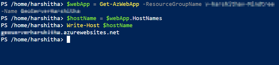 顯示來自 Azure Cloud Shell 的所有 Azure Web 應用自定義域的串列