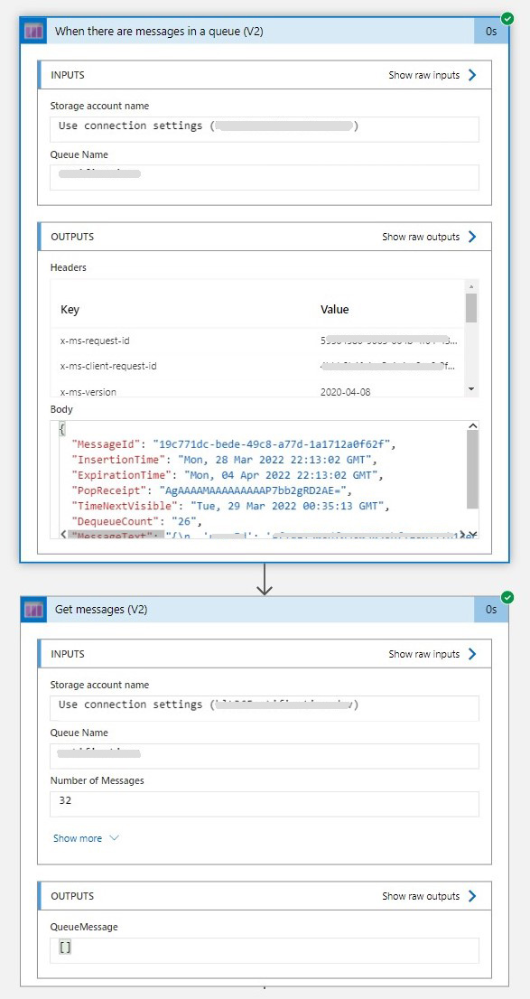Azure LogicApp 從存盤佇列讀取訊息但不處理