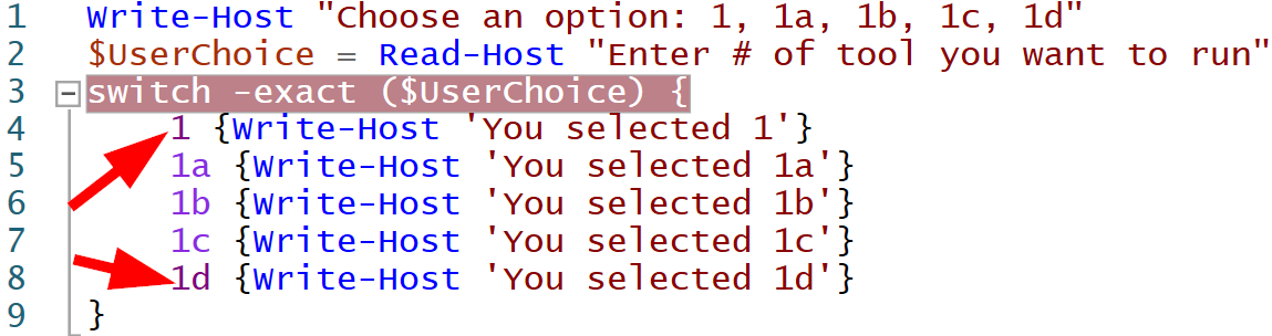 Powershell switch 陳述句比較值 1d 不穩定,為什么?