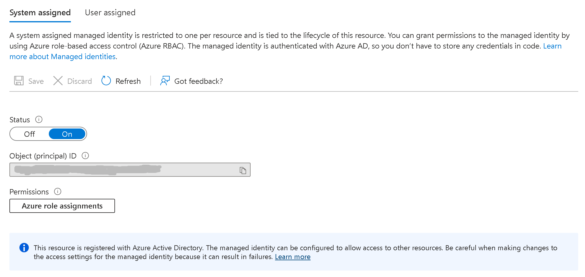 無法使用系統分配的托管標識 ID 登錄 Azure