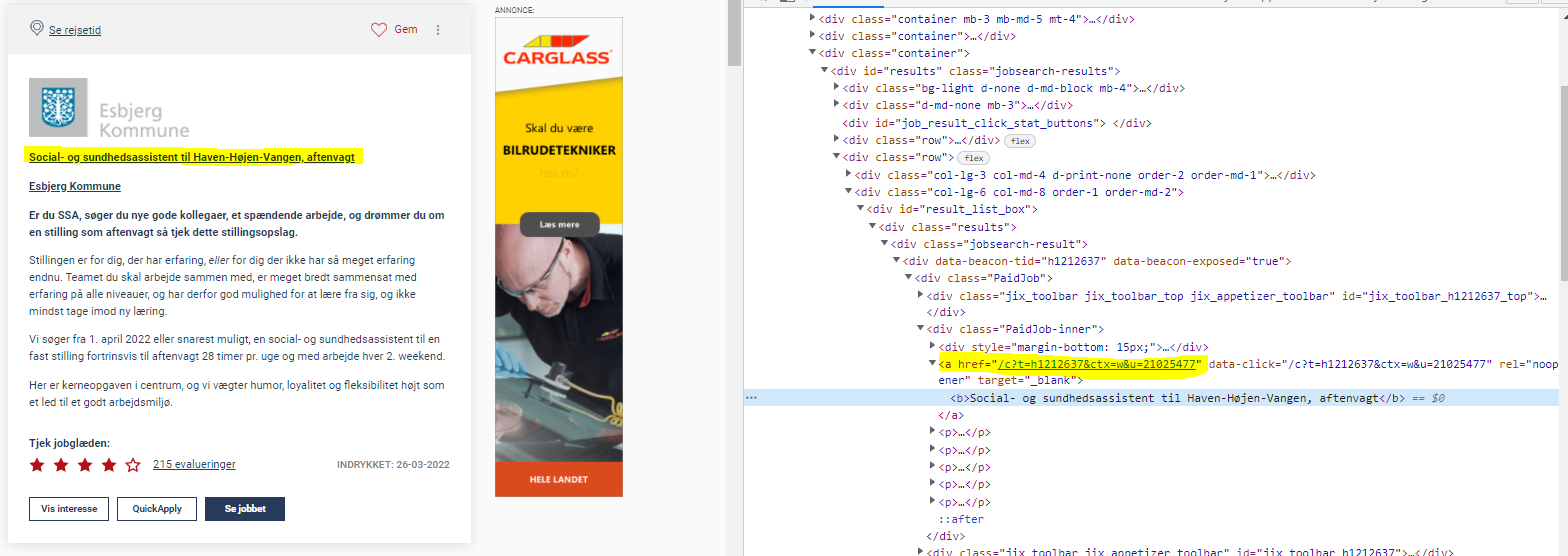 如何使用python webscrapping從jobpost中提取多個job url