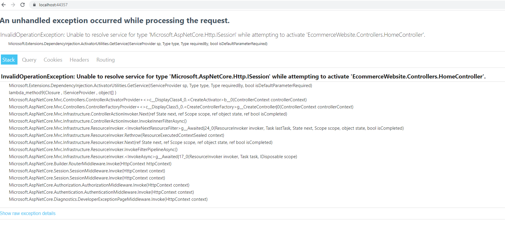 ASP.NET core 會話啟動問題