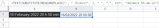 在 Google 表格中將字串(2022 年 2 月 16 日 20 小時 50 分鐘)轉換為日期時間格式