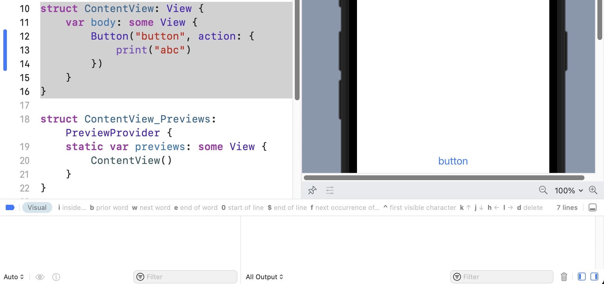 如何在 Xcode 13 中使用 Swift UI 列印到除錯區域？
