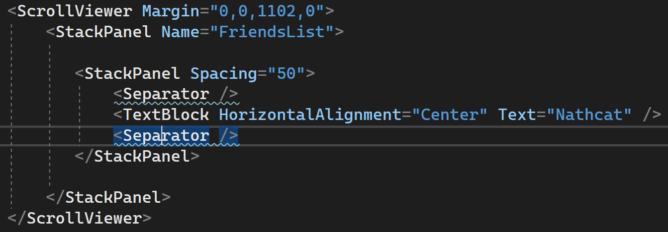 在 UWP XAML 中找不到分隔符標記