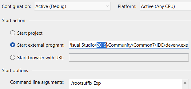 是否可以從 VS 2022 除錯 VS 2019 擴展？