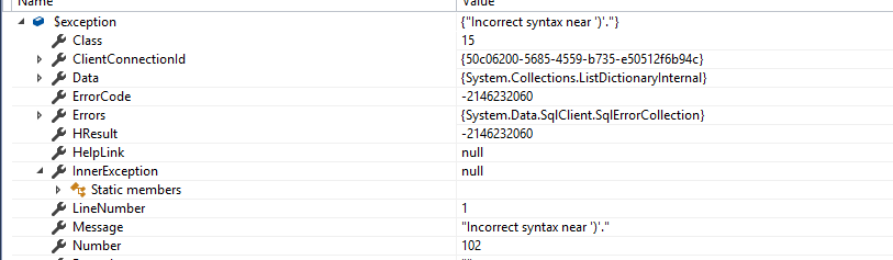 無法將 JSON 中的資料插入到 SQL Server 表中