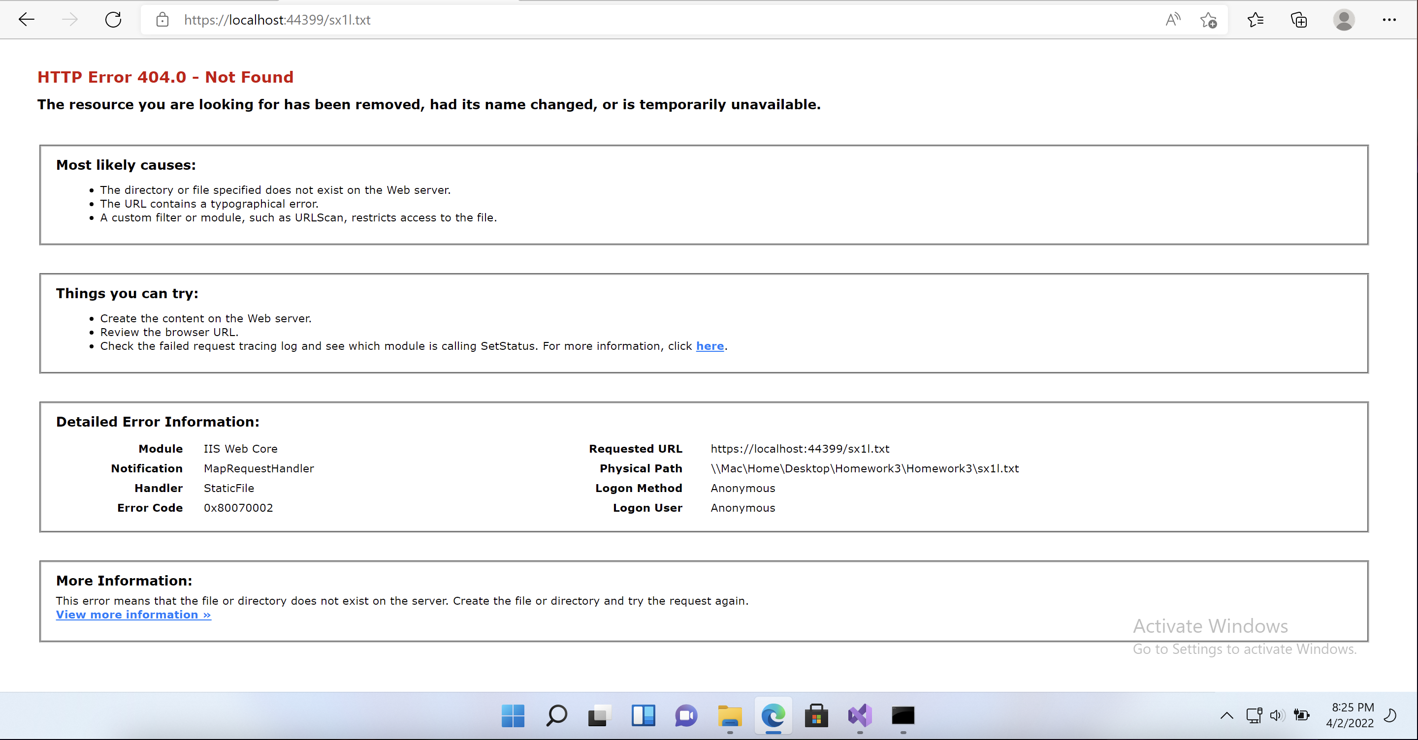 Visual Studio 2022 C# ASP.NET Webforms,在服務器上找不到服務參考文本檔案(HTTP 錯誤 404.0)