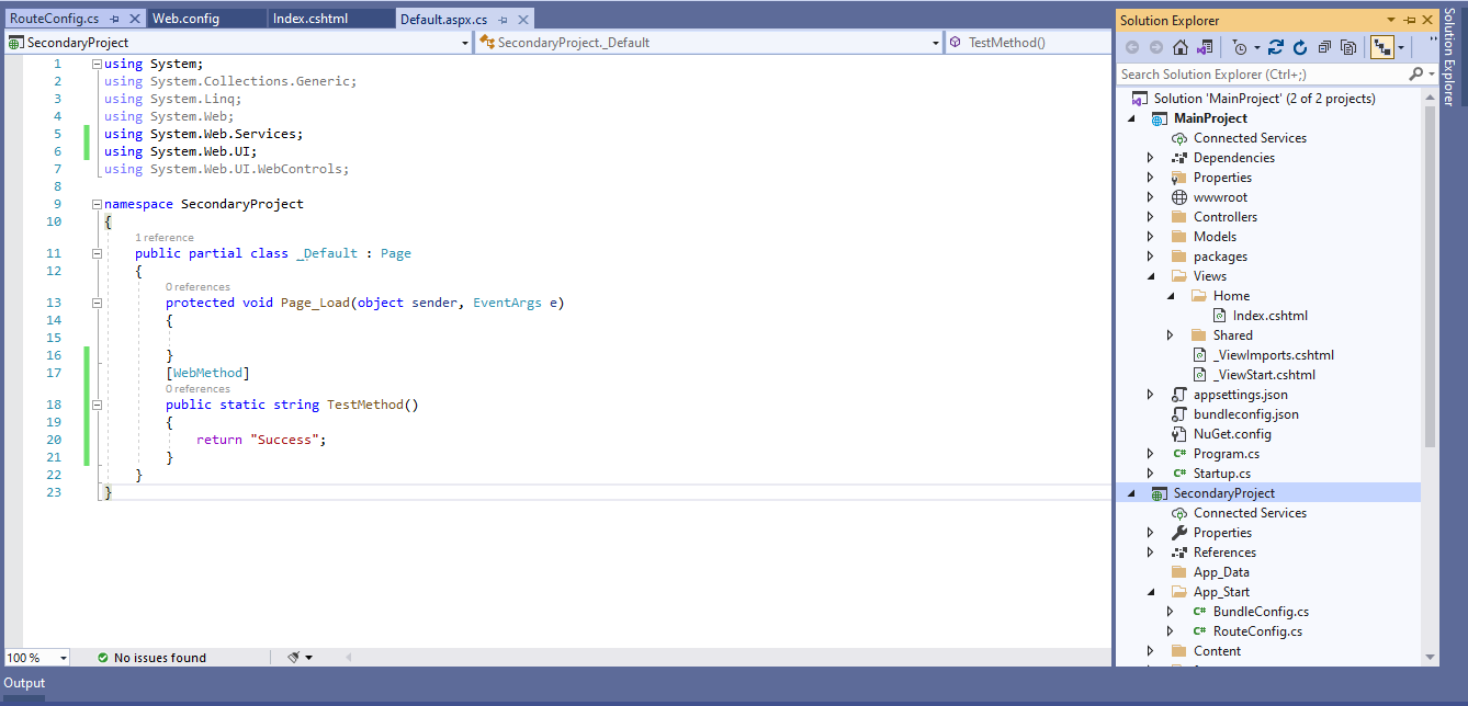 當我使用 Ajax 從 asp.net core MVC 呼叫 asp.net webforms 中的函式時沒有達到目標？
