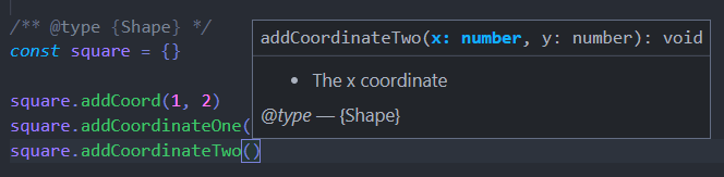 如何在 JSDoc（或 TypeScript？）中記錄函式自定義型別并參考它們以便 VSCode IntelliSense 作業