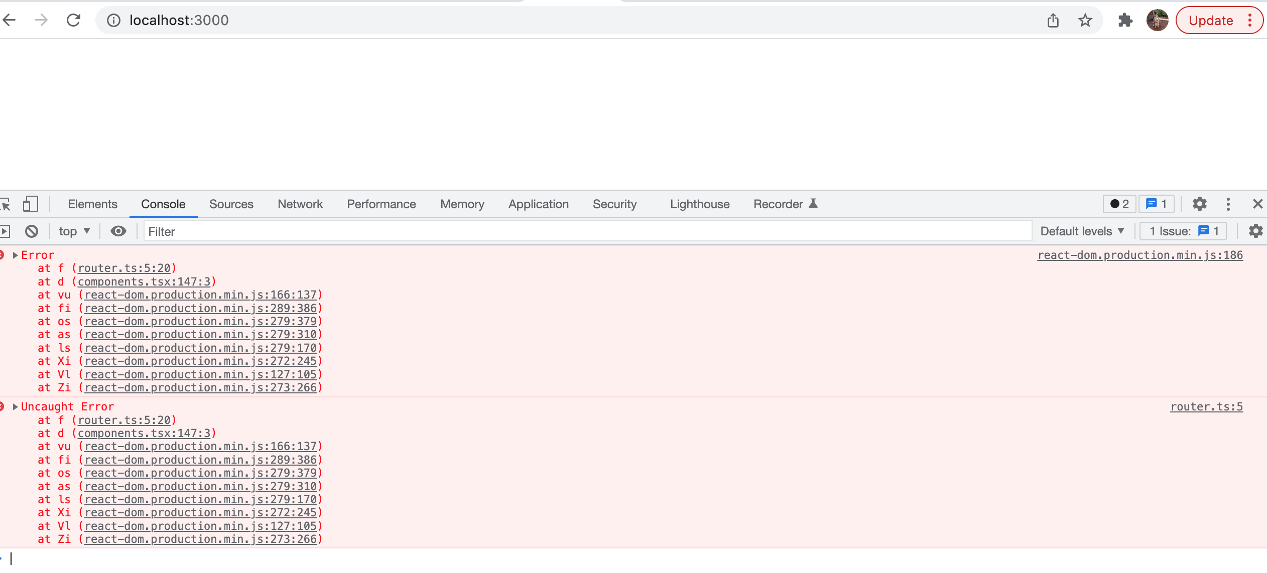 react-router-dom 中的路由器在控制臺中拋出錯誤，沒有訊息