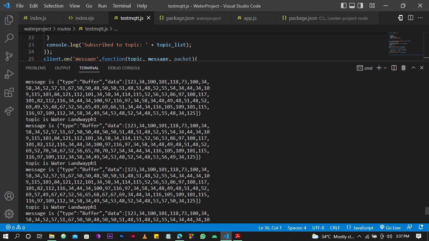 如何在 NodeJS 中決議對 JSON 的 MTTQ 回應