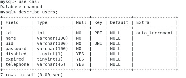 CAS未連接Mysql進行用戶認證