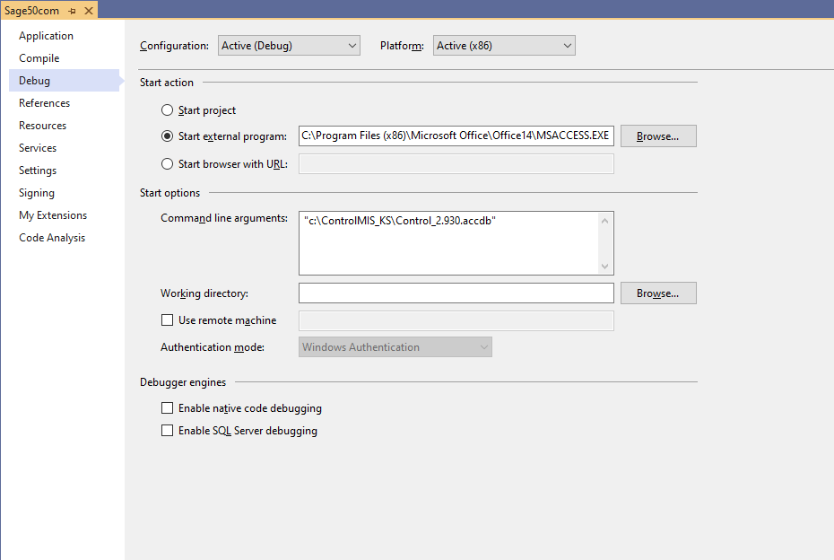 從 Access 運行時除錯 .NET com dll