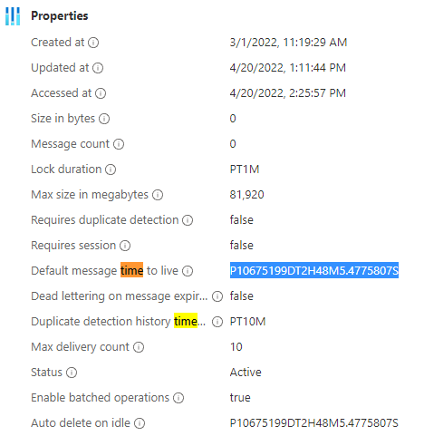 Azure 服務總線佇列的“默認訊息生存時間”的值是多少?