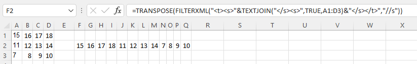 在 Excel 中將矩陣表轉換為單行（無 VBA）