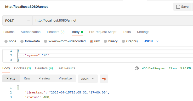 沒有為列舉 springboot java8 的自定義注釋和驗證找到驗證器