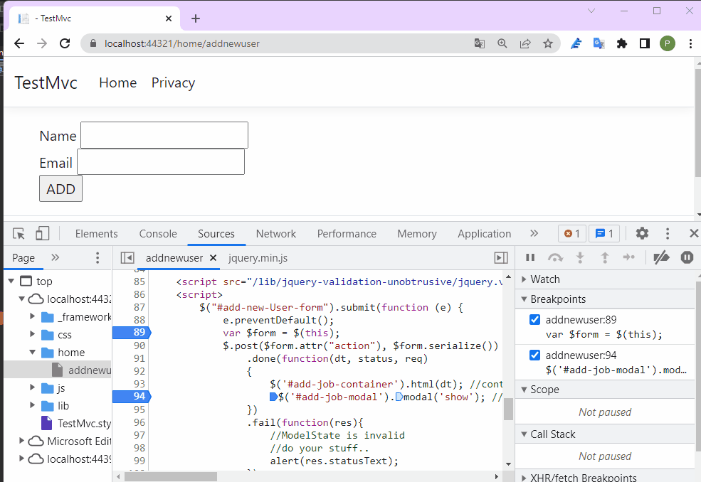 當 ModelState 使用 Razor 視圖中的 ajax POST 有效時顯示確認引導模式