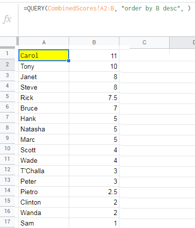 arrayforumla 排序 (googlesheets) 排序動態資料