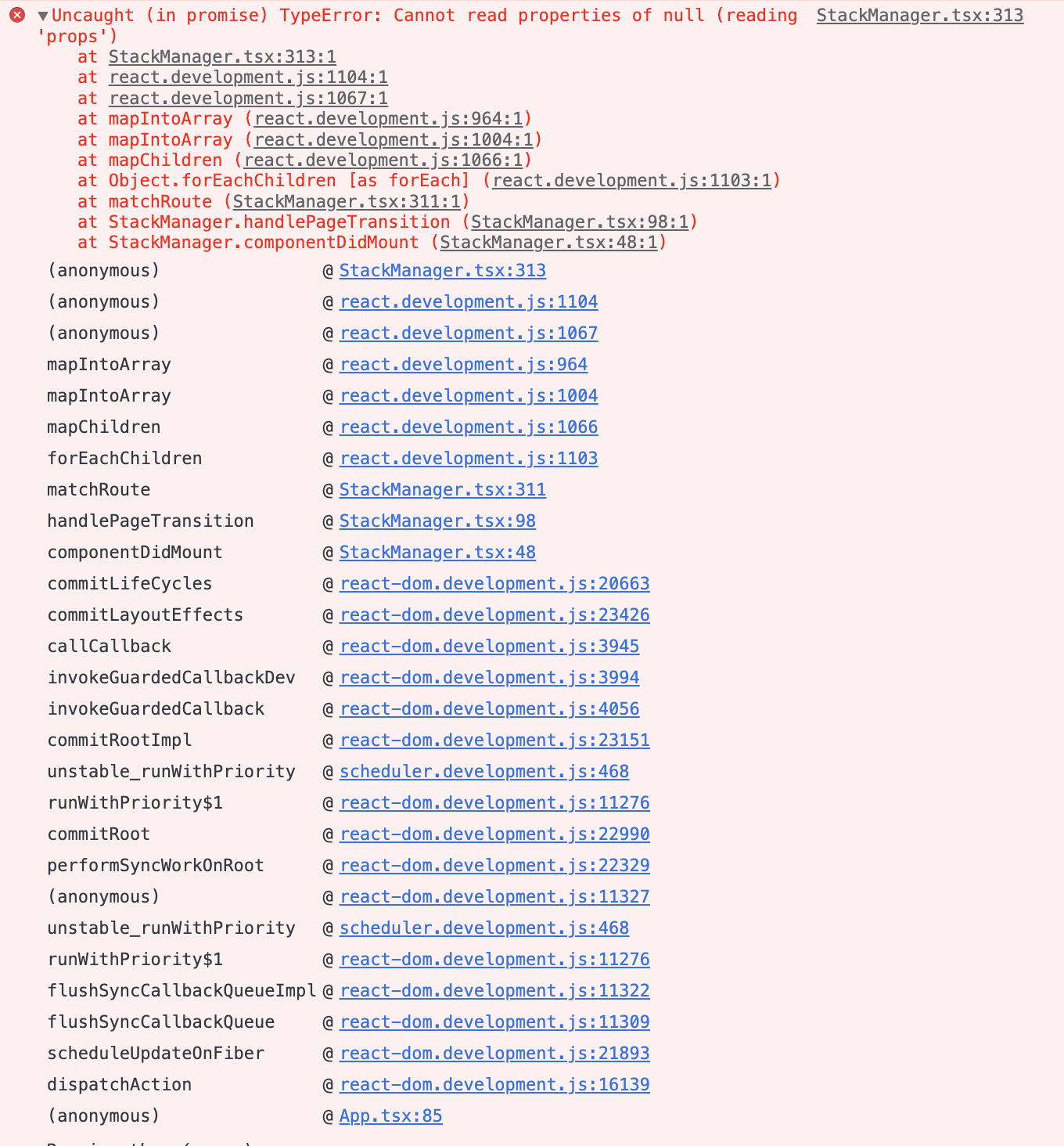 小螢屏設備上的離子反應錯誤:無法在 StacakManager 中讀取 null 的屬性