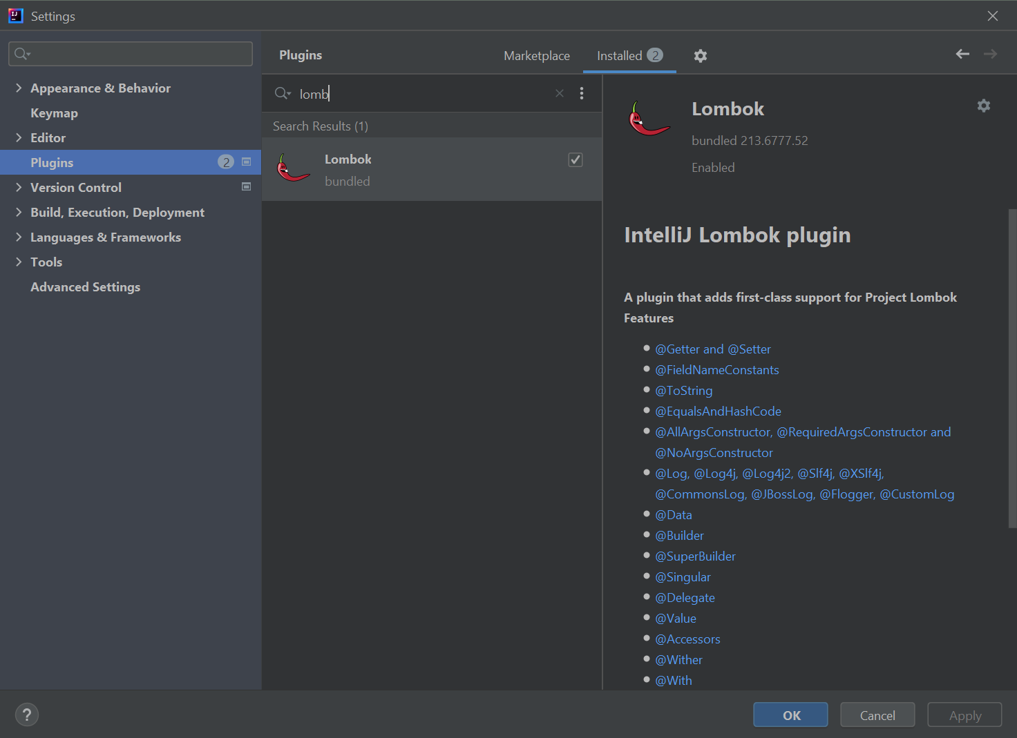 如何在 intellij 2021 中安裝 lombok 插件