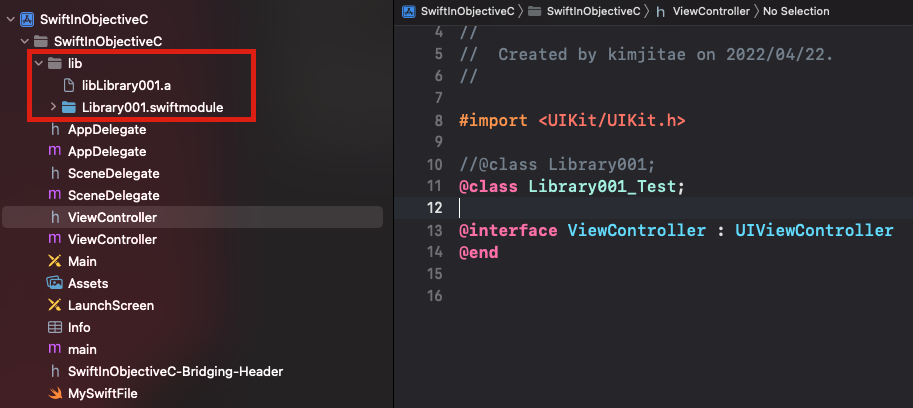 類訊息的接收者“**”是前向宣告錯誤。在 Objective-C 中使用 Swift 靜態庫