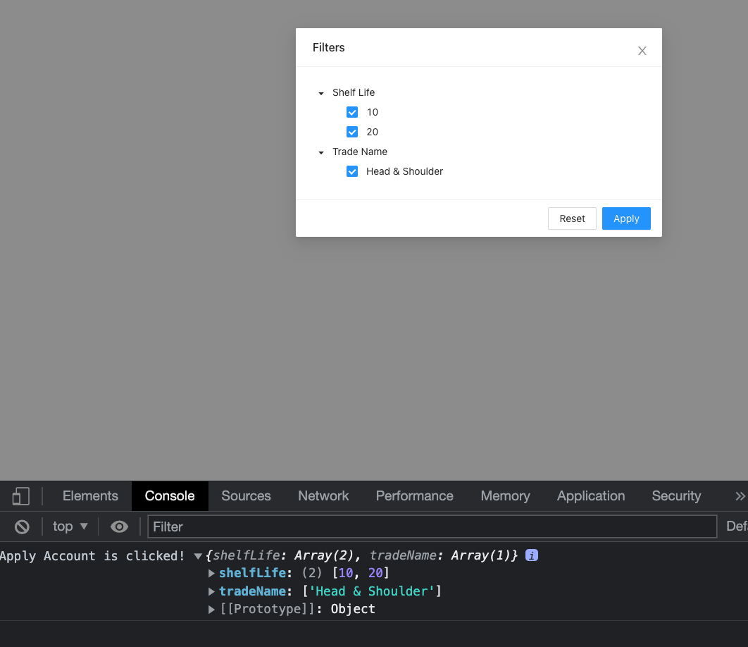 如何將從 Ant design Reacjs 中選擇的過濾器引數發送到 nodejs 后端?