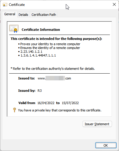 IIS SSL 證書不再從 Internet 可見