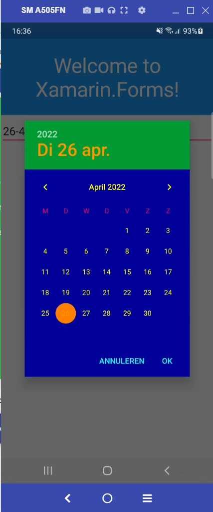 有沒有辦法在 Xamarin Forms 中自定義日期選擇器對話框的正文？