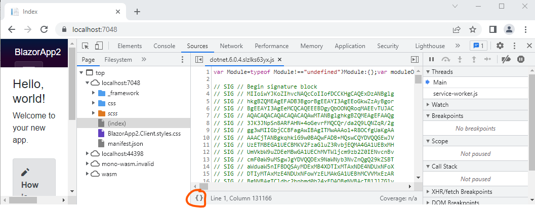 在除錯模式下運行 Visual Studio 2022 時無法安裝 PWA Service Worker