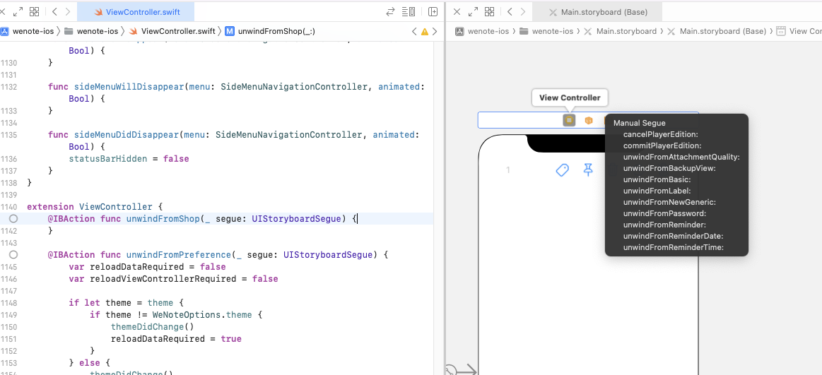 為什么 XCode Storyboard 無法識別某些 UIViewController 中的展開功能?