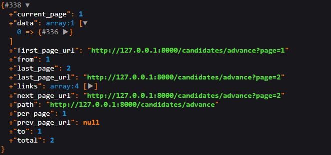 資料為 JSON Laravel