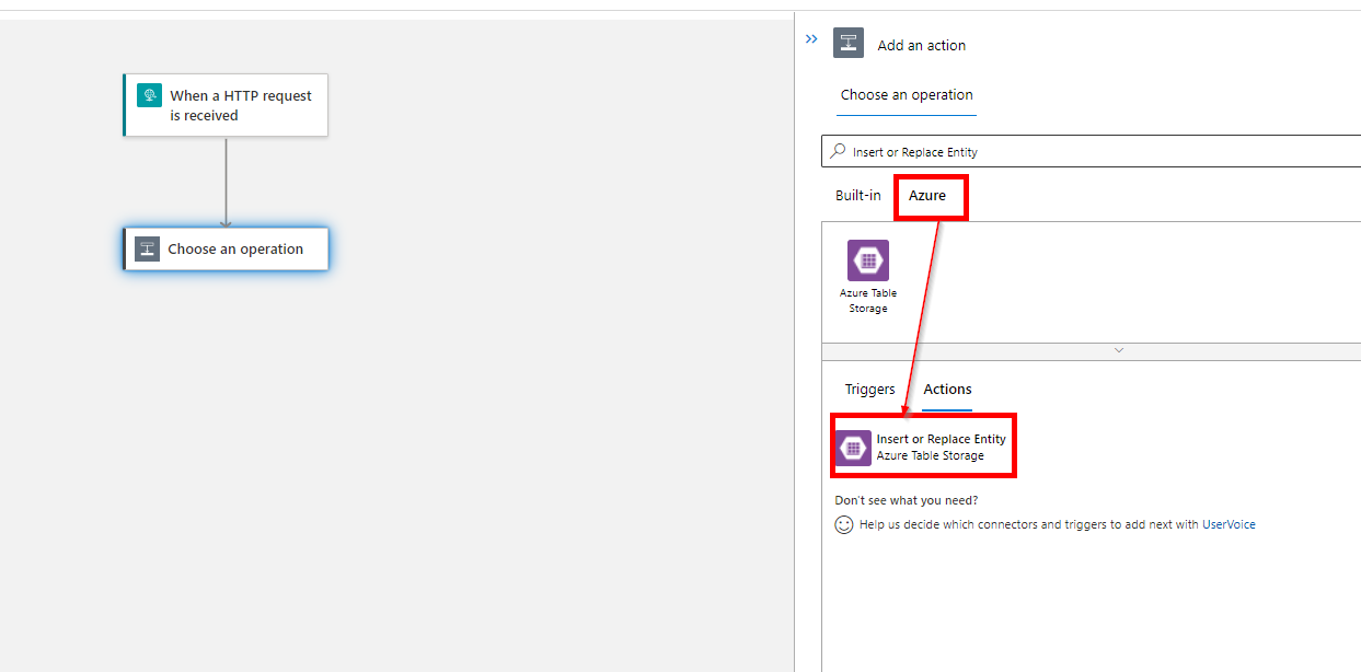 如何使用邏輯應用標準將物體插入 Azure 表存盤？