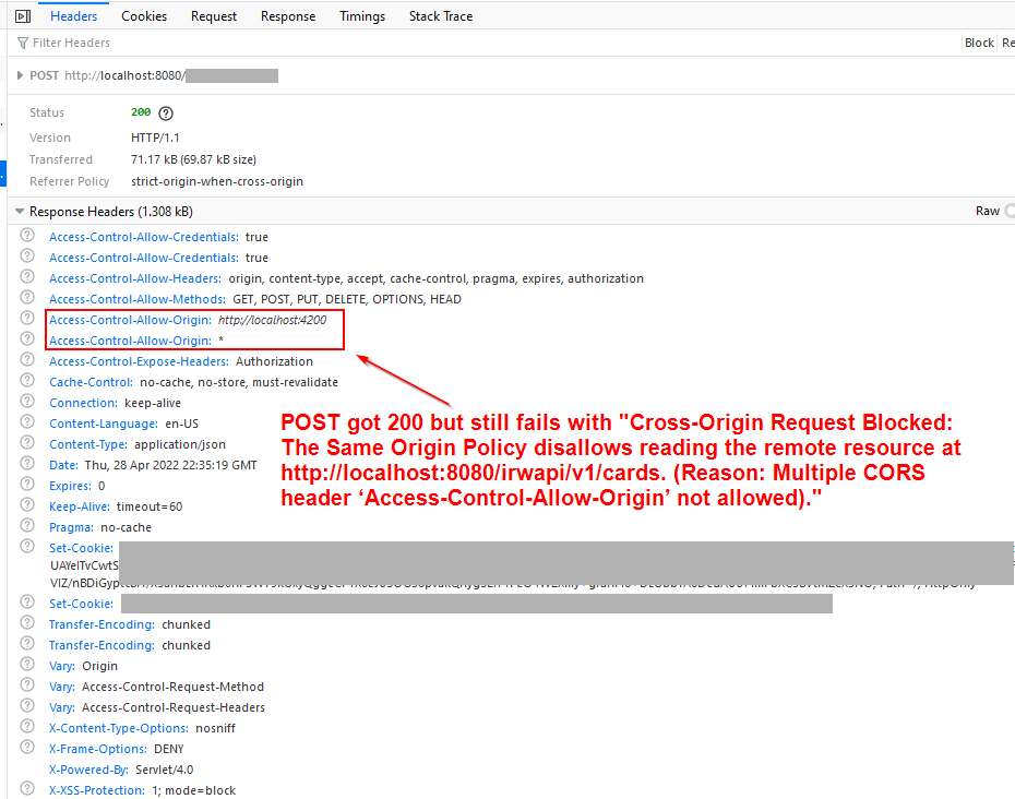 Spring Boot - 'Access-Control-Allow-Origin' 標頭包含多個值,但期望只有一個