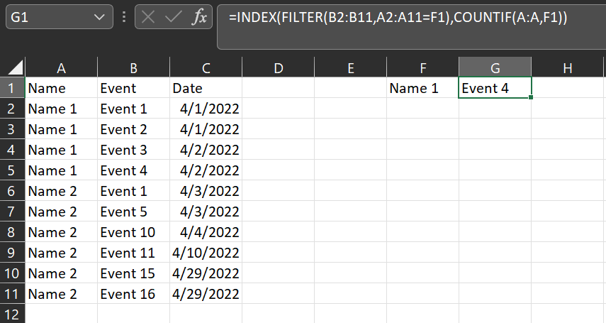 回傳 Excel 中的最新條目