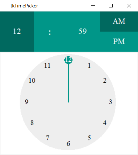 如何更改 tkTimePicker 模擬時鐘的默認時間