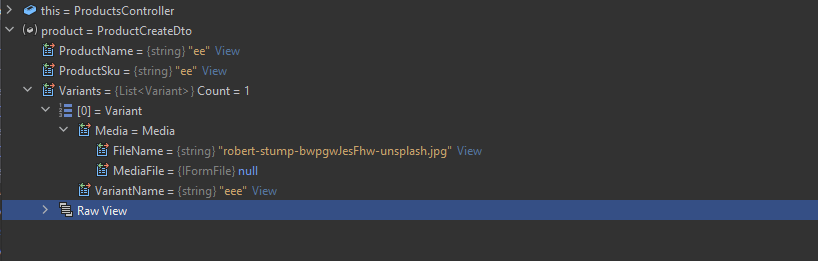 FormData IFormFile 為空