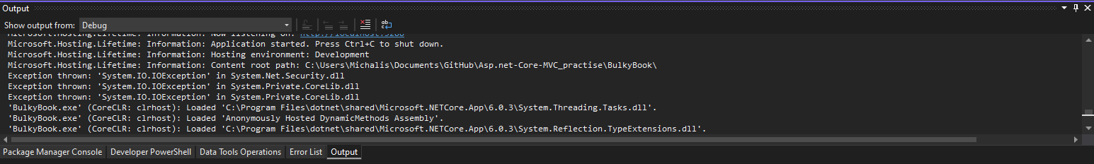 新的 ASP.NET Core MVC 專案拋出例外