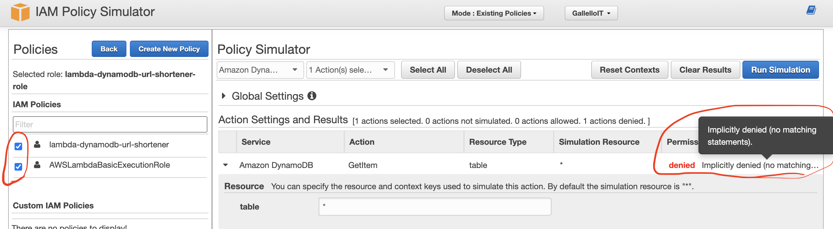 AWS IAM - 拒絕從 Lambda 訪問 DynamoDB