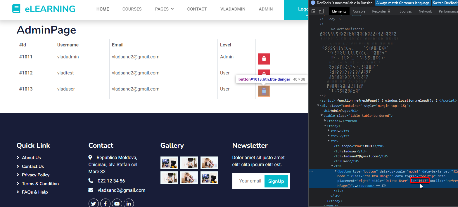 ASP.NET 使用 cshtml 網頁界面從資料庫中洗掉行