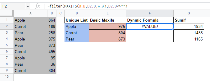 Maxifs 的陣列公式