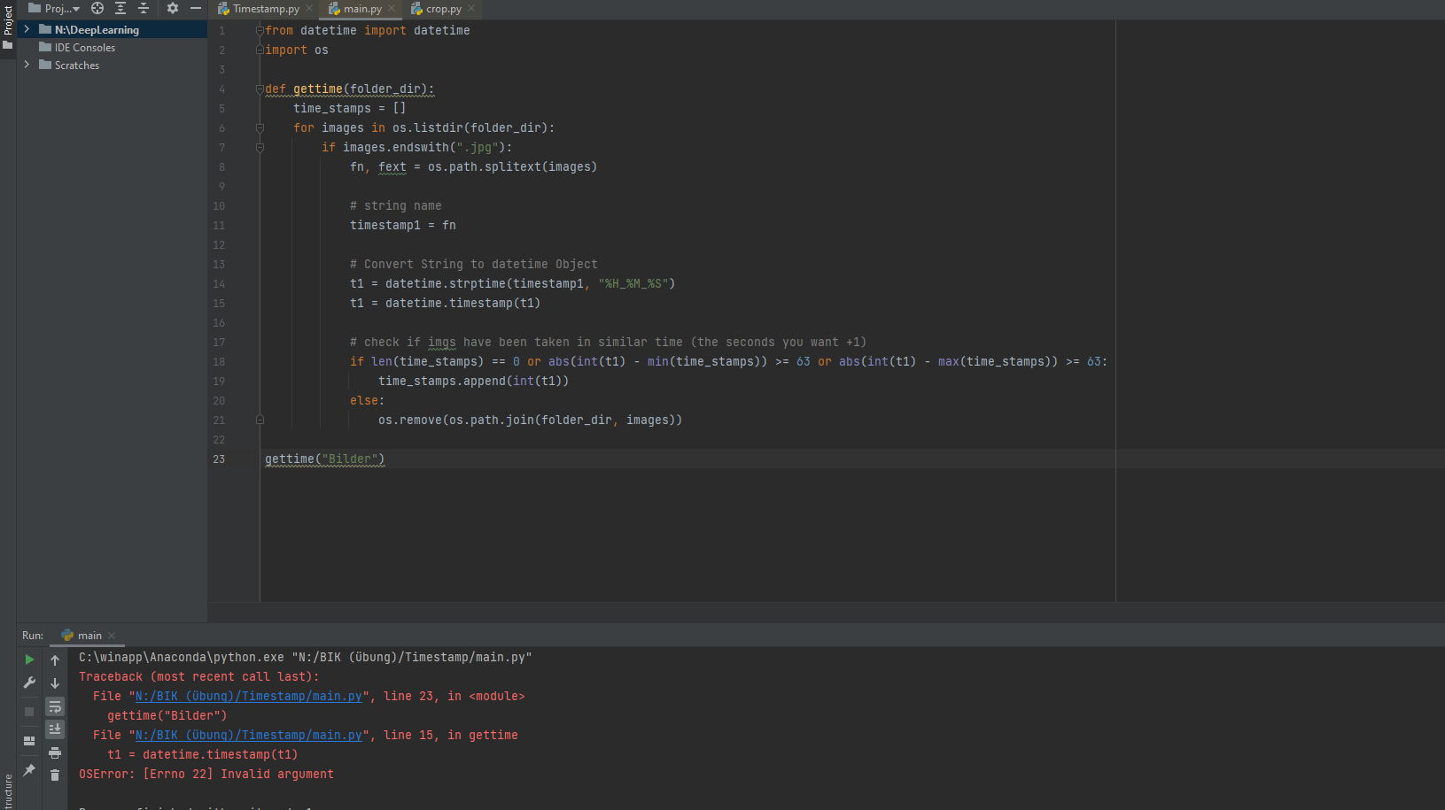 OSError：[Errno 22] PyCharm 中的引數無效