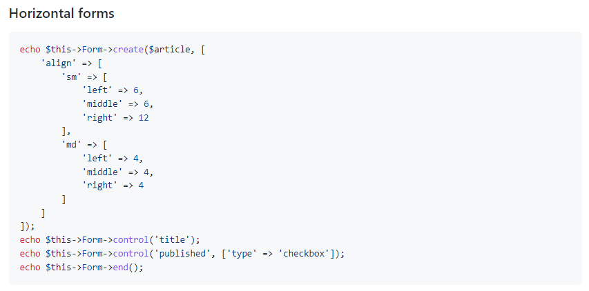 如何為 CakePHP 4 的 Bootstrap-UI 3 中的水平控制元件設定默認對齊方式?