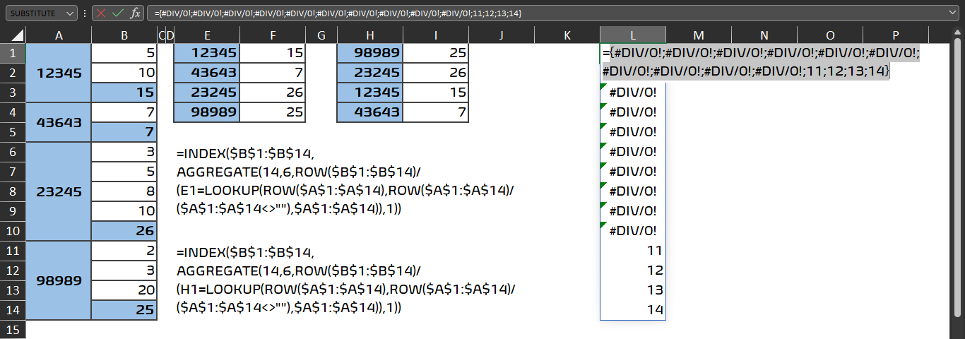 不同行數之間的 Excel 索引/vlookup