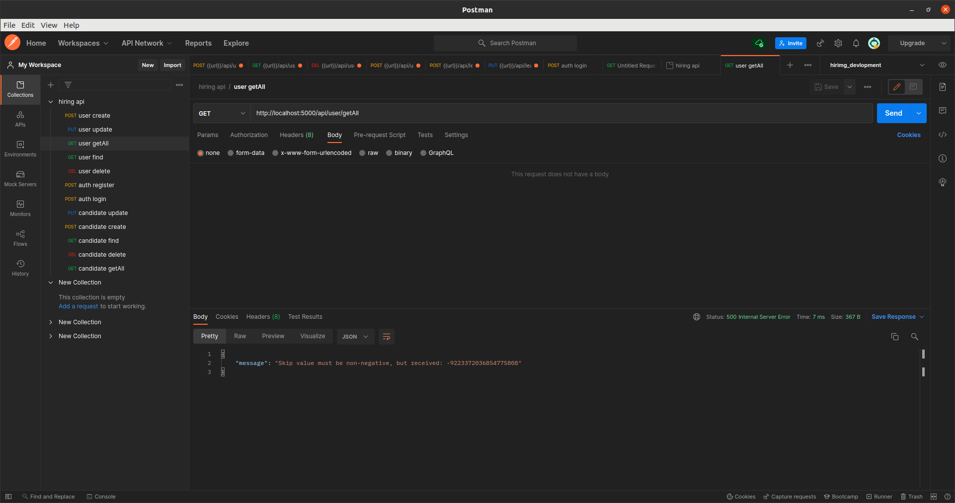 在郵遞員中測驗包含分頁的 API 時面臨跳過值錯誤