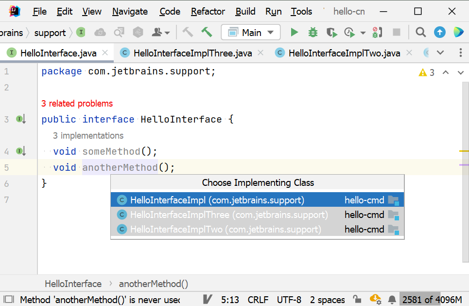 我可以在 Intellij 中將介面方法實作為批量操作嗎？