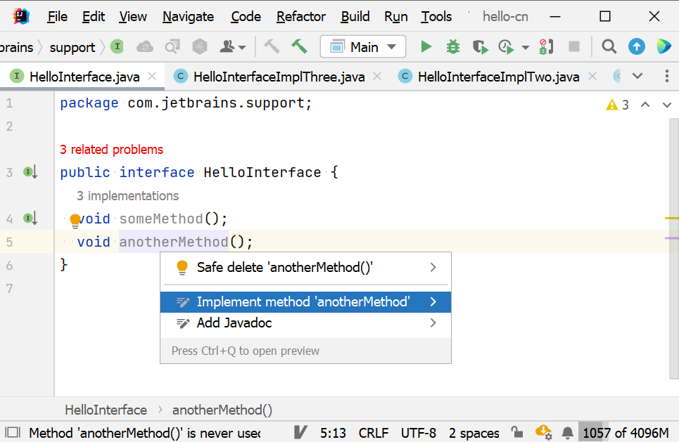 我可以在 Intellij 中將介面方法實作為批量操作嗎？