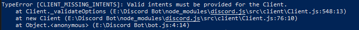 TypeError [CLIENT-MISSING-INTENTS]：必須為客戶端提供有效的意圖
